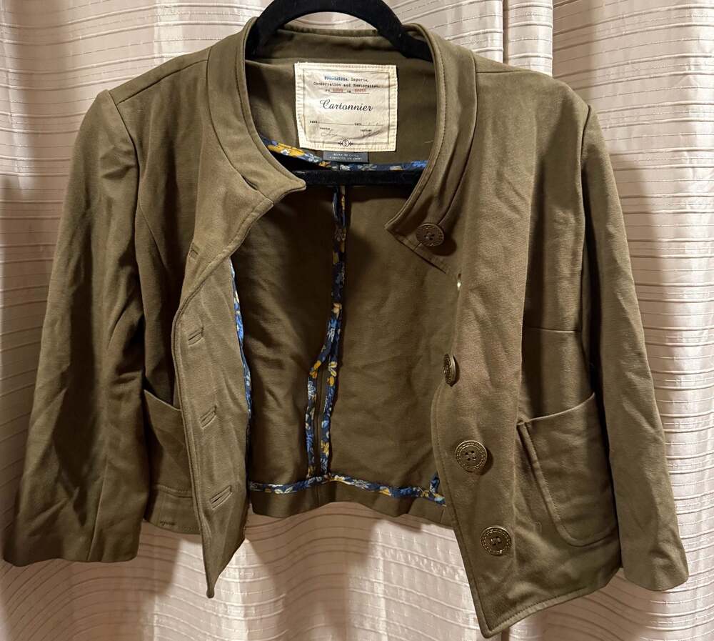 Cartonnier Anthropologie Army Green Everly Military Cropped Jacket